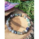 Bracelet 3e œil sur rondin de bois avec herbe et papillon, bijou ésotérique favorisant guidance intérieure et inspiration