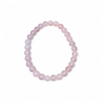 Bracelet quartz rose sur fond blanc, perles rondes 6 mm en pierre naturelle pour amour de soi, équilibre affectif et calme intérieur