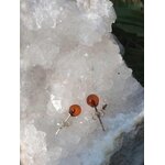 Puces d’oreilles ambre argent 925 sur géode blanche – plexus solaire, chaleur réconfortante.