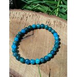 Bracelet apatite 6 mm sur rondin de bois, pierre naturelle pour motivation stable, concentration et passage à l’action