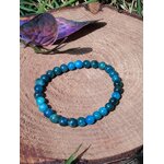 Bracelet apatite bleue 6 mm sur bois avec papillon, soutien doux pour le stress, la régulation émotionnelle et une humeur plus légère