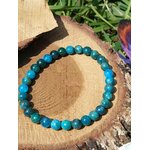 Bracelet apatite lithothérapie sur rondin de bois, perles bleues 6 mm pour inspiration intérieure, lucidité et écoute subtile