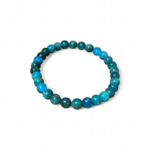Bracelet apatite bleue sur fond blanc, perles 6 mm en pierre naturelle pour expression authentique, confiance vocale et clarté relationnelle