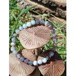 Bracelet Agate du Botswana en décor nature avec champignons, bracelet 6 mm, sérénité durable et respiration émotionnelle