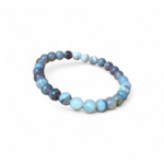 Bracelet Agate du Botswana sur fond blanc, perles naturelles 6 mm, détente nerveuse et apaisement émotionnel