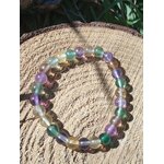 Bracelet fluorite multicolore sur rondin de bois, bracelet en pierres naturelles colorées, ordre intérieur et inspiration