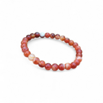 Bracelet cornaline sur fond blanc, perles rondes orange 6 mm pour motivation, clarté d’action et confiance en soi