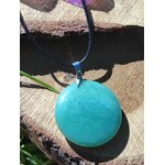 Pendentif rond aventurine verte en pierre naturelle, bijou sur cordon noir pour sérénité émotionnelle, recentrage et respiration intérieure