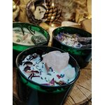 bougies bien-être lavande mèche bois verre vert avec quartz rose jade et améthyste équilibre émotionnel