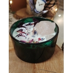 bougie cire soja parfum rose pivoine décor lumineux bois quartz rose brut équilibre émotionnel