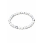 Bracelet howlite blanche sur fond blanc, perles rondes 6 mm blanches et gris marbré pour relâchement, esprit plus net et stabilité intérieure