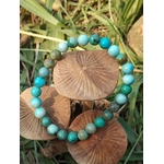 Bracelet turquoise du Tibet 6 mm sur champignons et herbes, perles bleu-vert sur élastique, apaisement émotionnel et communication sereine