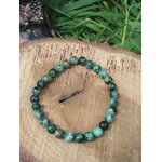 Bracelet turquoise africaine sur rondelle de bois avec feuillage, bracelet jaspe africain 6 mm, calme mental et expression de soi.