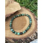Bracelet turquoise africaine 6 mm sur rondelle de bois, perles rondes en jaspe africain, ancrage doux et clarté mentale
