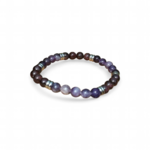 Bracelet Cauchemar sur fond blanc, perles violettes sur élastique, bijou en pierre naturelle pour calme intérieur, stabilité et confiance