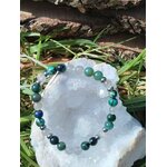 Bracelet Éveil spirituel sur pierre blanche avec herbes vertes et écorce, bijou en pierre naturelle pour intuition claire et harmonisation émotionnelle