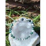 Bracelet Agate Arbre 6 mm sur amas de quartz en décor végétal, perles naturelles, calme profond et lâcher-prise