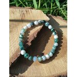 Bracelet Agate Arbre 6 mm sur liège avec ruban noir et feuillage, équilibre intérieur et respiration émotionnelle
