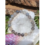 Bracelet Agate Veine de Dragon 8 mm teintée sur amas de quartz blanc, décor bois et feuillage, ancrage et stabilité