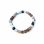 Bracelet Deuil sur fond clair, perles 6 mm noires, blanches et rose pâle pour apaiser le cœur, retrouver de la douceur et garder sa force intérieure