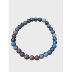 Bracelet dumortiérite sur fond blanc, perles 6 mm bleu nuit et anthracite pour recentrage, lucidité et meilleure tenue émotionnelle