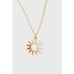 Collier soleil doré en acier inoxydable sur fond blanc, pendentif ajouré sur chaîne fine pour rayonnement, assurance et énergie solaire