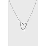 Collier cœur ajouré en acier inoxydable argenté sur fond blanc, pendentif centré au design minimaliste