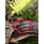 Bracelet rouge 7 nœuds de protection en cordon réglable sur écorce avec mousse et fougère, chance et intention positive