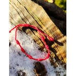 Bracelet rouge 7 nœuds sur bois et quartz blanc, cordon porte-bonheur pour confiance, soutien et énergie