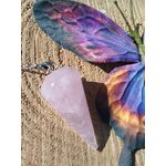 Pendule quartz rose personnalisable sur demande, rondin de bois   papillon violet, radiesthésie, douceur, apaisement