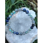 Bracelet Intuition 6 mm en labradorite, aqua aura et sodalite, perles bleutées pour finesse perceptive et mental plus posé