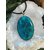 Pendentif chrysocolle argent 925 sur cristal blanc, pierre ovale bleu vert naturelle avec cordon noir, apaisement et communication harmonieuse.