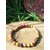 Bracelet mookaïte 6 mm sur planche en bois avec feuillage vert et disque gravé, perles ocre, crème, bordeaux et prune pour stabilité, élan vital et assurance sereine