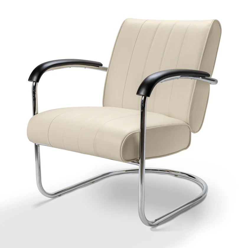 chaise chromée Pullmann Bel air off white