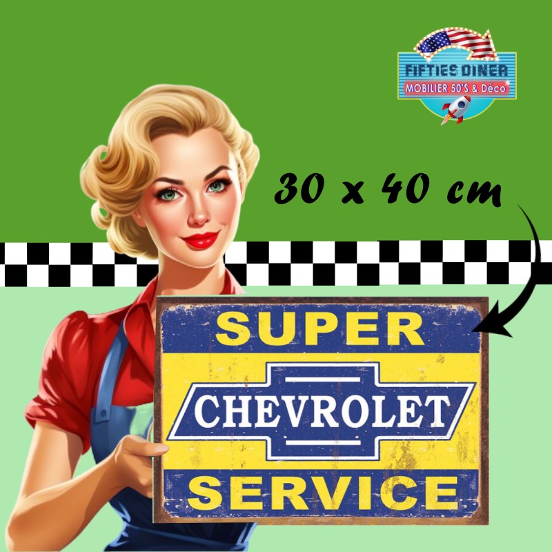 plaque métal américaine Chevrolet service 30x40 cm