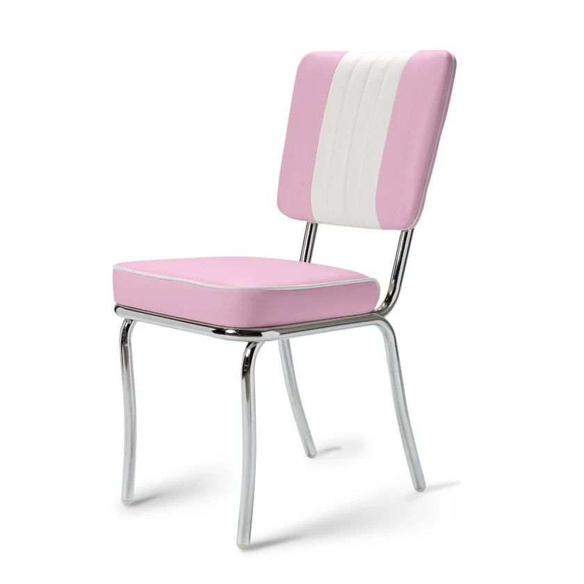 chaise rétro bicolore rose lilas cuir
