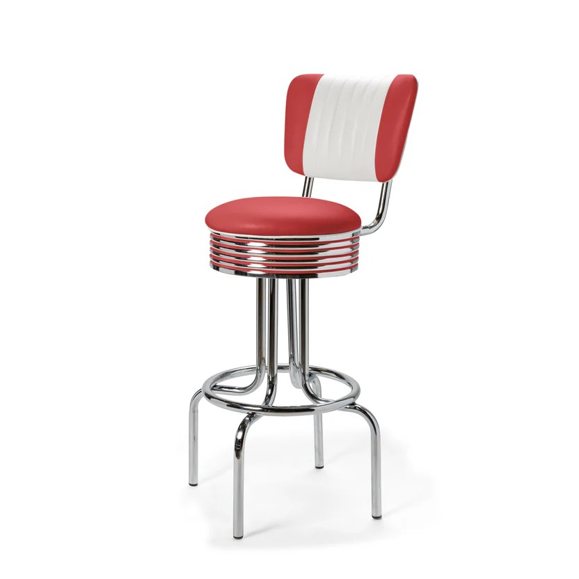 tabouret de bar chromé Bel Air 28-77-cb rouge bicolore