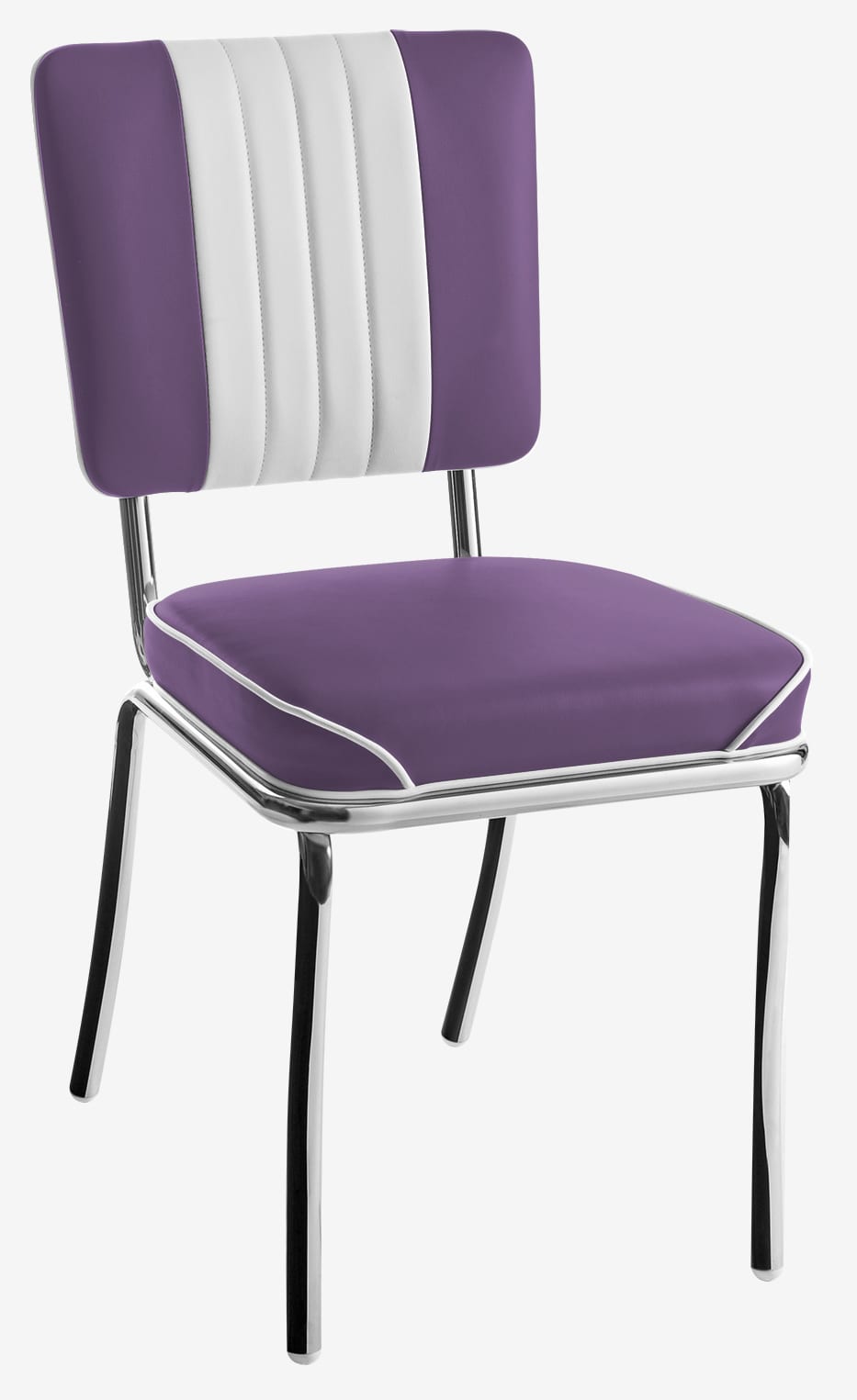 chaise New-york rétro chromée bicolore aubergine blanc