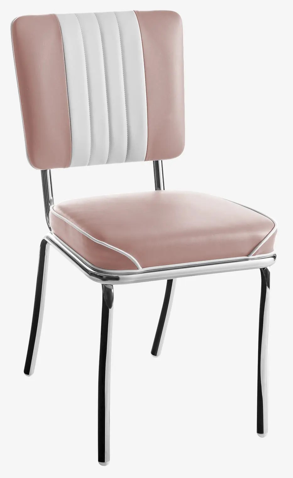 chaise bicolore New-york chromée rose poudre
