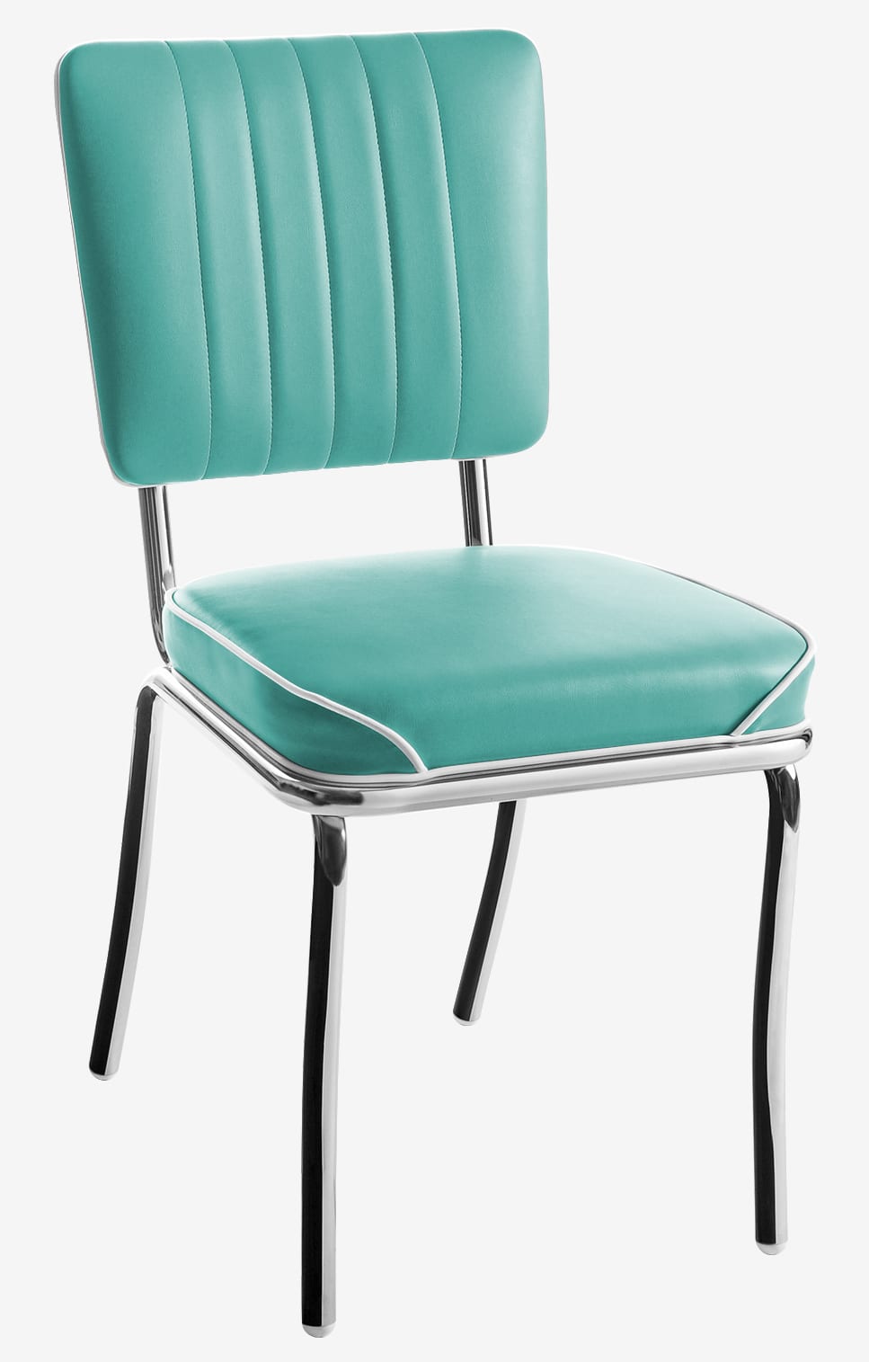 chaise rétro chromée los angeles vert turquoise