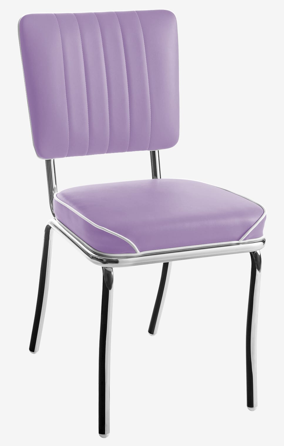 chaise en vinyle mauve los angeles et cadre chromé rétro