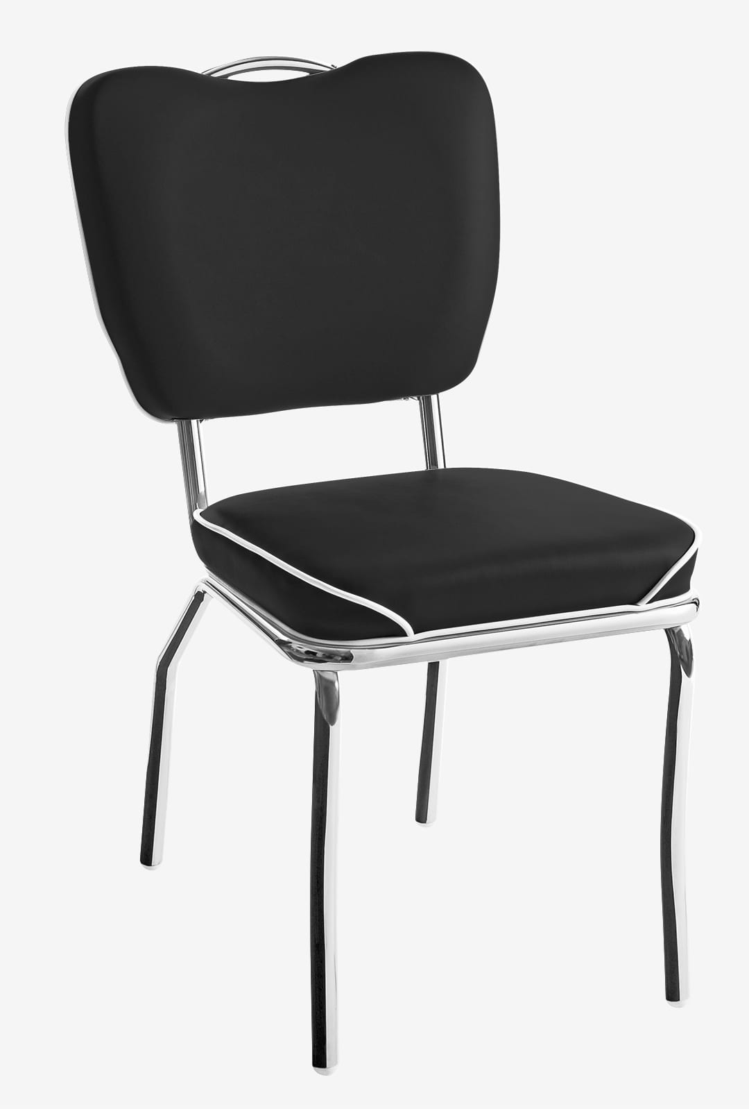 chaise Chicago rétro chromée vinyle noir