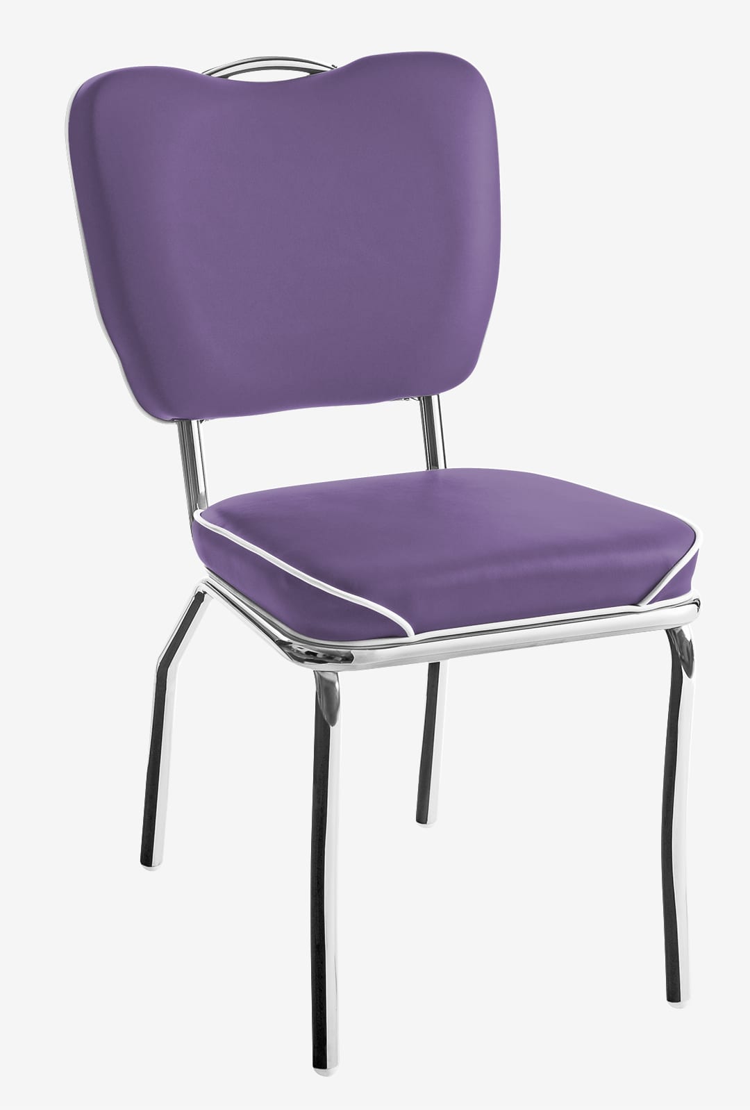 chaise Chicago rétro vinyle violet cadre chromé