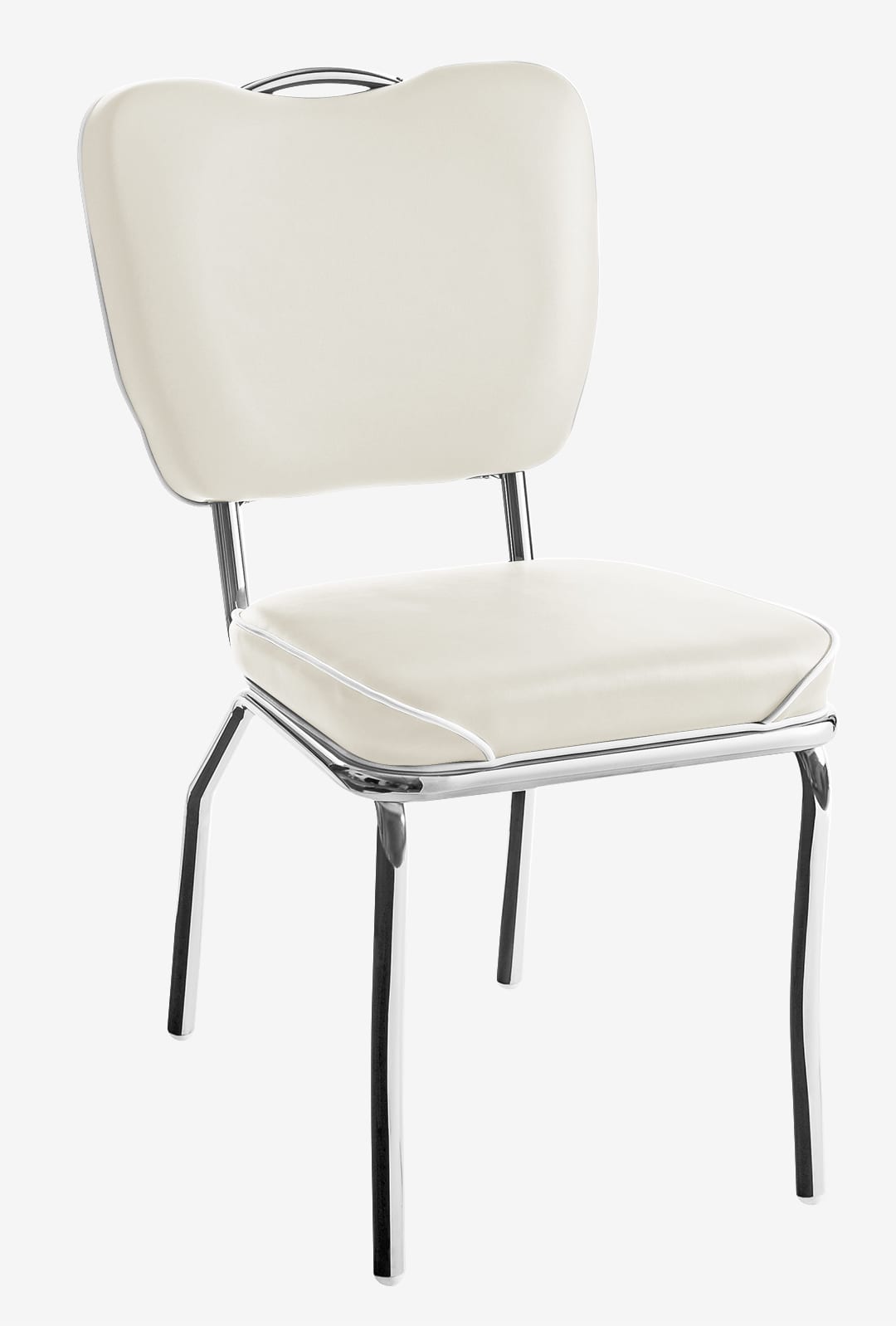 chaise chromée de cuisine Chicago en vinyle ivoire