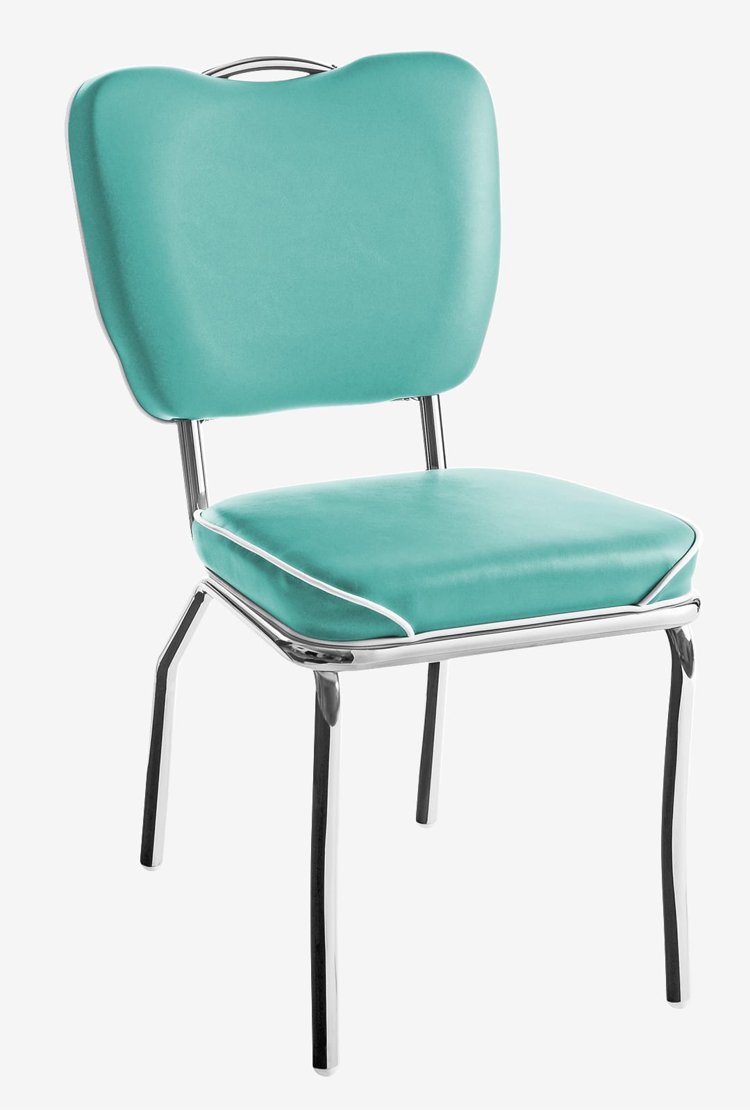 chaise de cuisine chromée vinyle turquoise rétro