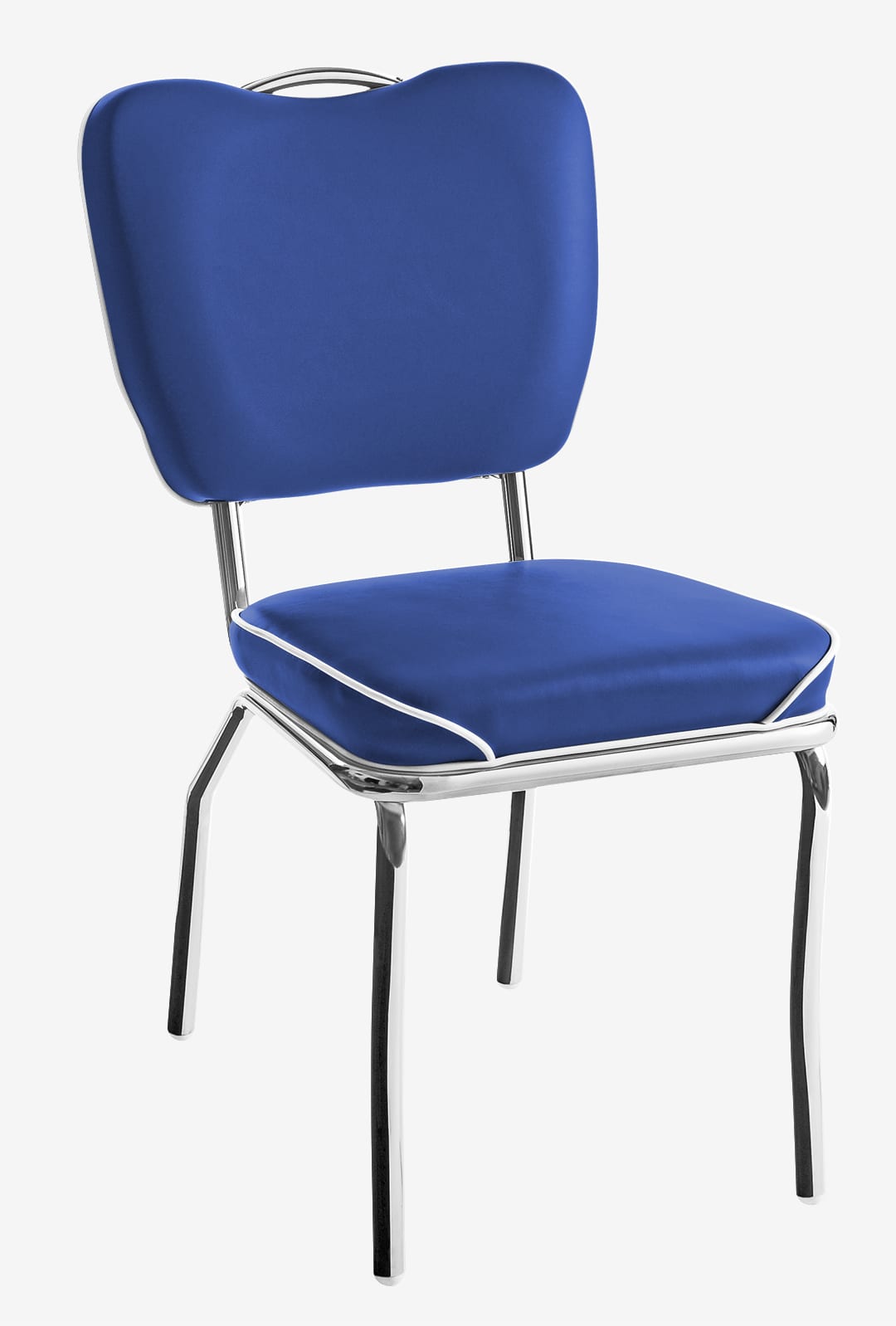 chaise rétro chromée Chicago vinyle bleu