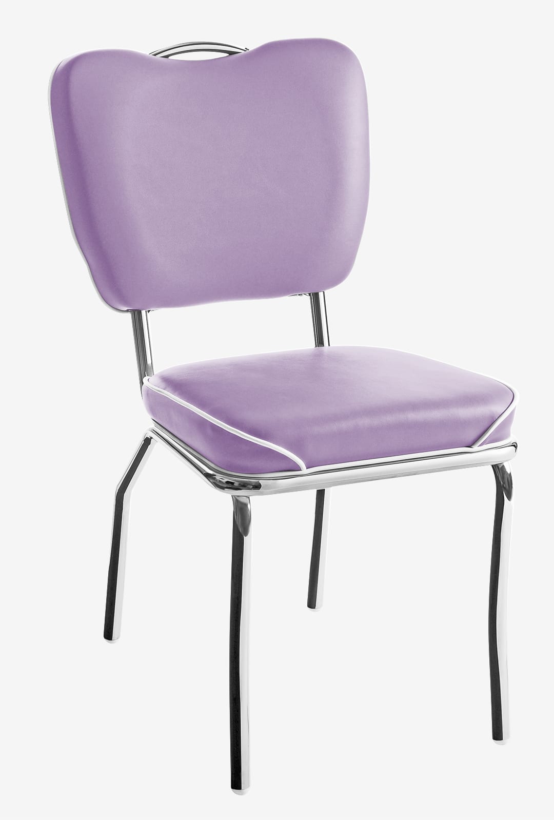 chaise rétro en vinyle mauve Chicago chromée