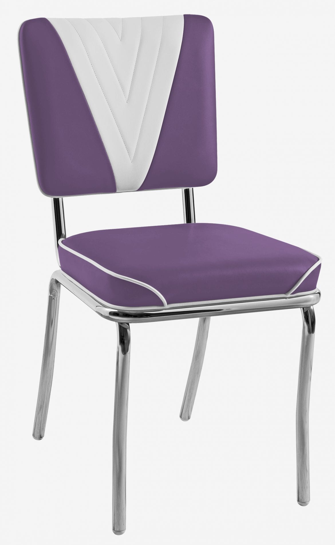 chaise de cuisine Lexington bicolore vinyle violet et blanc