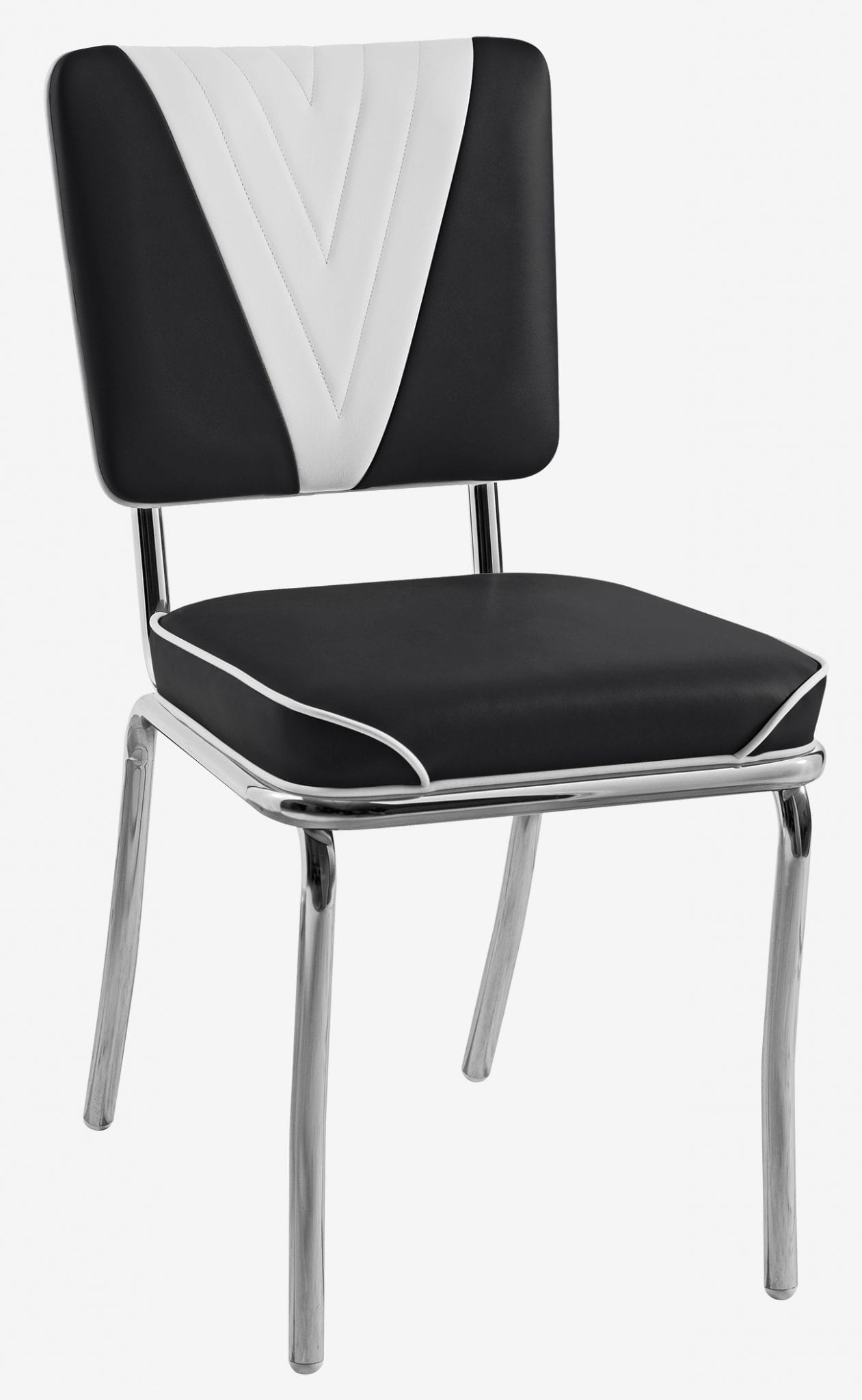 chaise rétro chromée Lexington bicolore noir et blanc