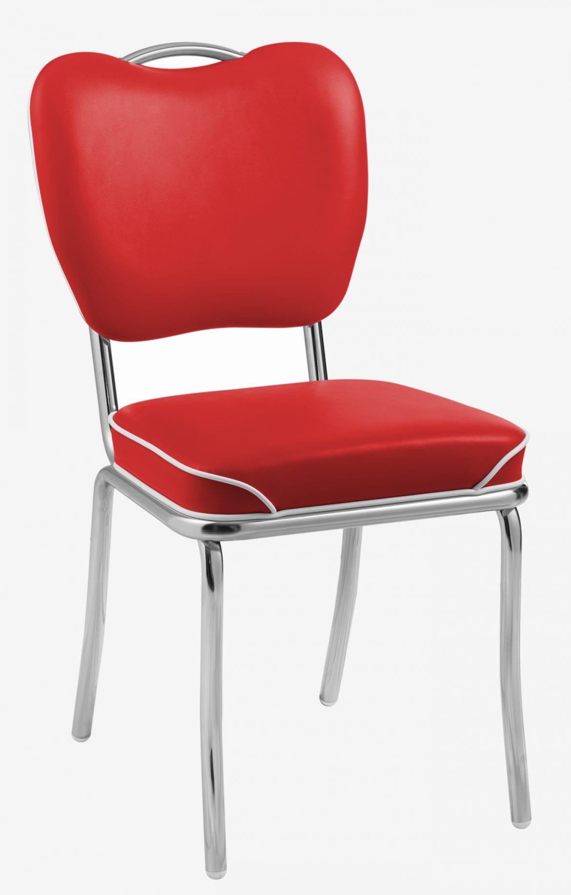 chaise vintage chromée memphis rouge passepoil blanc